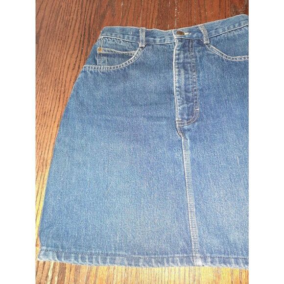Size 7/8 Brooks Brothers Cotton Blue Denim Blue Jean Mini Skirt with Pockets - Picture 3 of 5